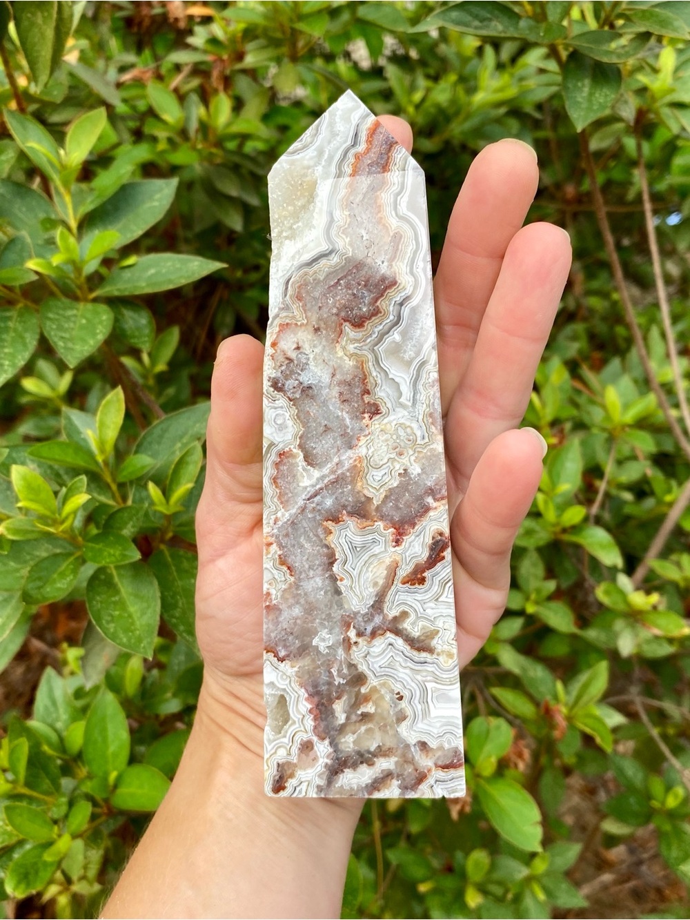 High-Quality Mexican Crazy Lace Polished Obelisk | Intricate Banding w/ Druzy